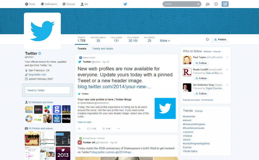 Twitter screenshot new layout